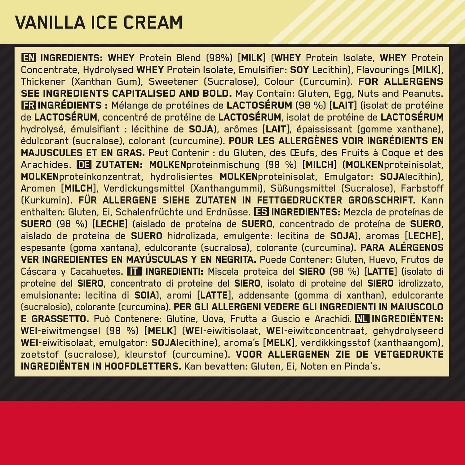 Optimum Nutrition Gold Standard 100% Whey Protein Powder, Vanilla Ice Cream, 2 Pound (Packaging May Vary) (Pack of 6)