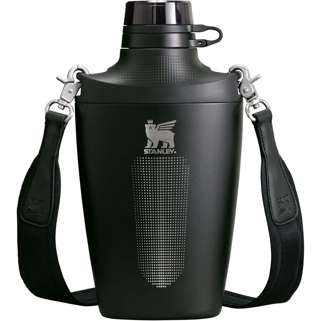 Stanley Cross Bottle 23 oz | Reise-Wasserflasche mit Jacquard-Riemen | Auslaufsicherer Tritan-Deckel mit abnehmbarem Strohhalm | Isolierter Edelstahl | BPA-frei | Schwarz