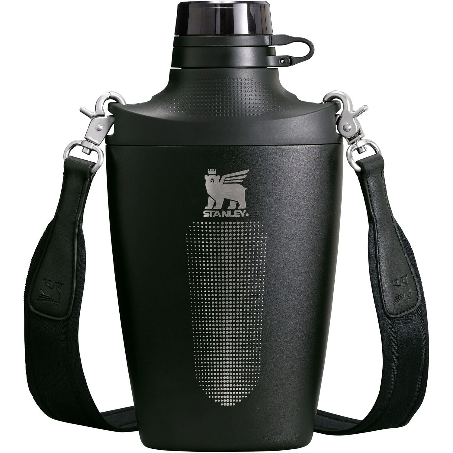 Stanley Cross Bottle 23 oz | Reise-Wasserflasche mit Jacquard-Riemen | Auslaufsicherer Tritan-Deckel mit abnehmbarem Strohhalm | Isolierter Edelstahl | BPA-frei | Schwarz