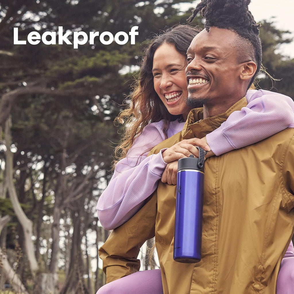 Hydro Flask 24 Oz Lightweight Wide Straw Lid - Isolierte Edelstahl-Wasserflasche - Wandern, Pendeln Granatrot